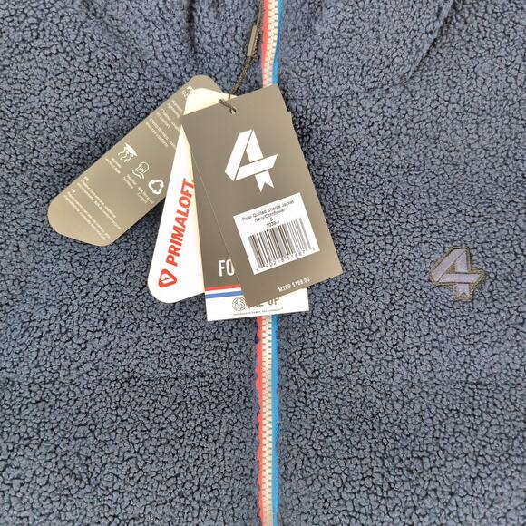 Fourlaps Polar Quilted Reversible Unisex Navy Blue Sherpa Jacket - Size S - NWT - Picture 9 of 16